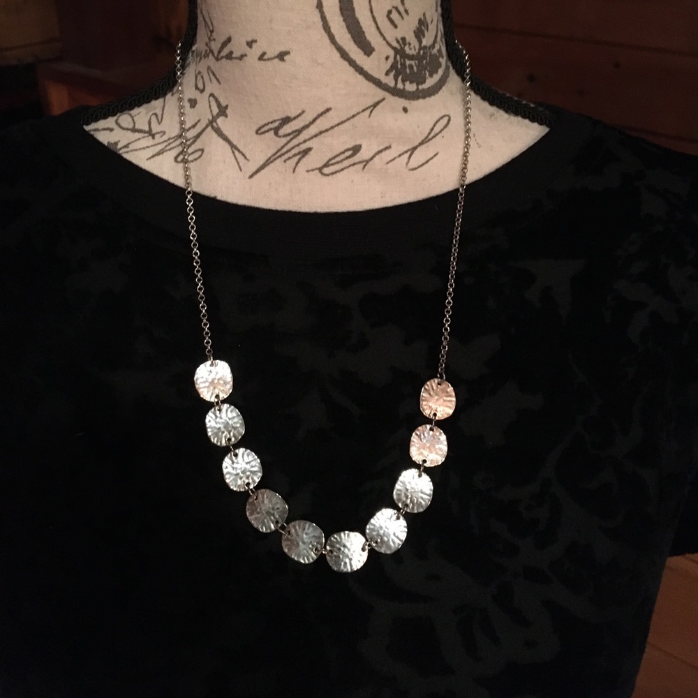 Silver Hammered Coin Necklace